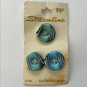 Set of 3 Vintage Streamline Blue and White Buttons